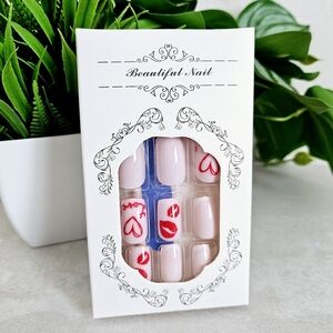 🆕️Valentine's Day Heart DIY Press on Nails 24 Pcs